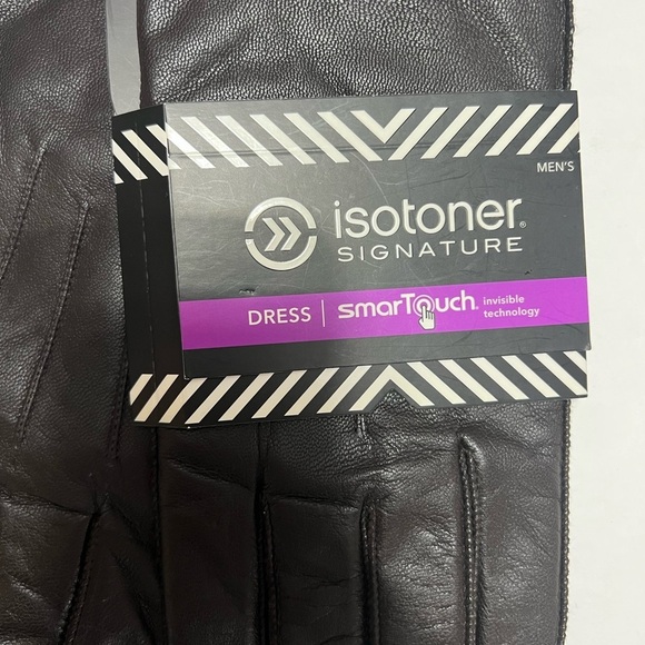 Isotoner Signature Men's Size L Leather Brown Gloves Smartouch Technology New - Picture 8 of 12